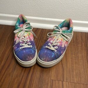 Rainbow tie dye Fila platform sneakers